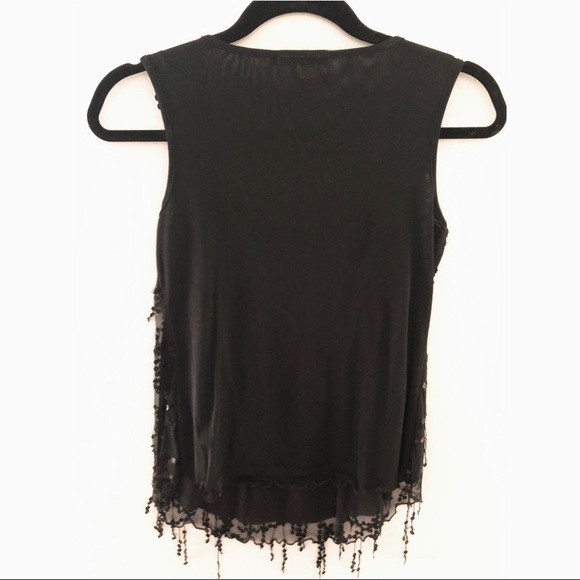 Azel Hazel Black Sequin Front Tank Top Small NWT - Picture 2 of 6